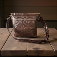 Cassidy Brown Adjustable Tooled Leather Western Bag Strap (34" to 60")