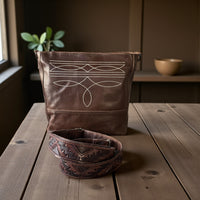 Cassidy Brown Adjustable Tooled Leather Western Bag Strap (34" to 60")