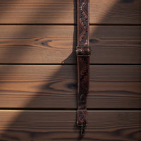 Cassidy Brown Adjustable Tooled Leather Western Bag Strap (34" to 60")