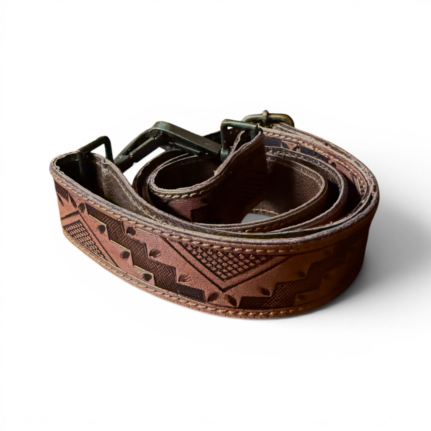 Cassidy Brown Adjustable Tooled Leather Western Bag Strap (34" to 60") - Ranch Junkie LLC 