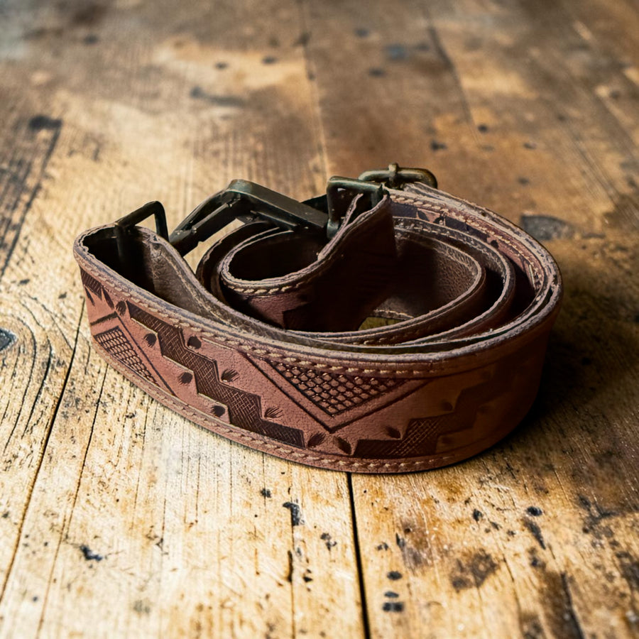 Cassidy Brown Adjustable Tooled Leather Western Bag Strap (34" to 60") - Ranch Junkie LLC 