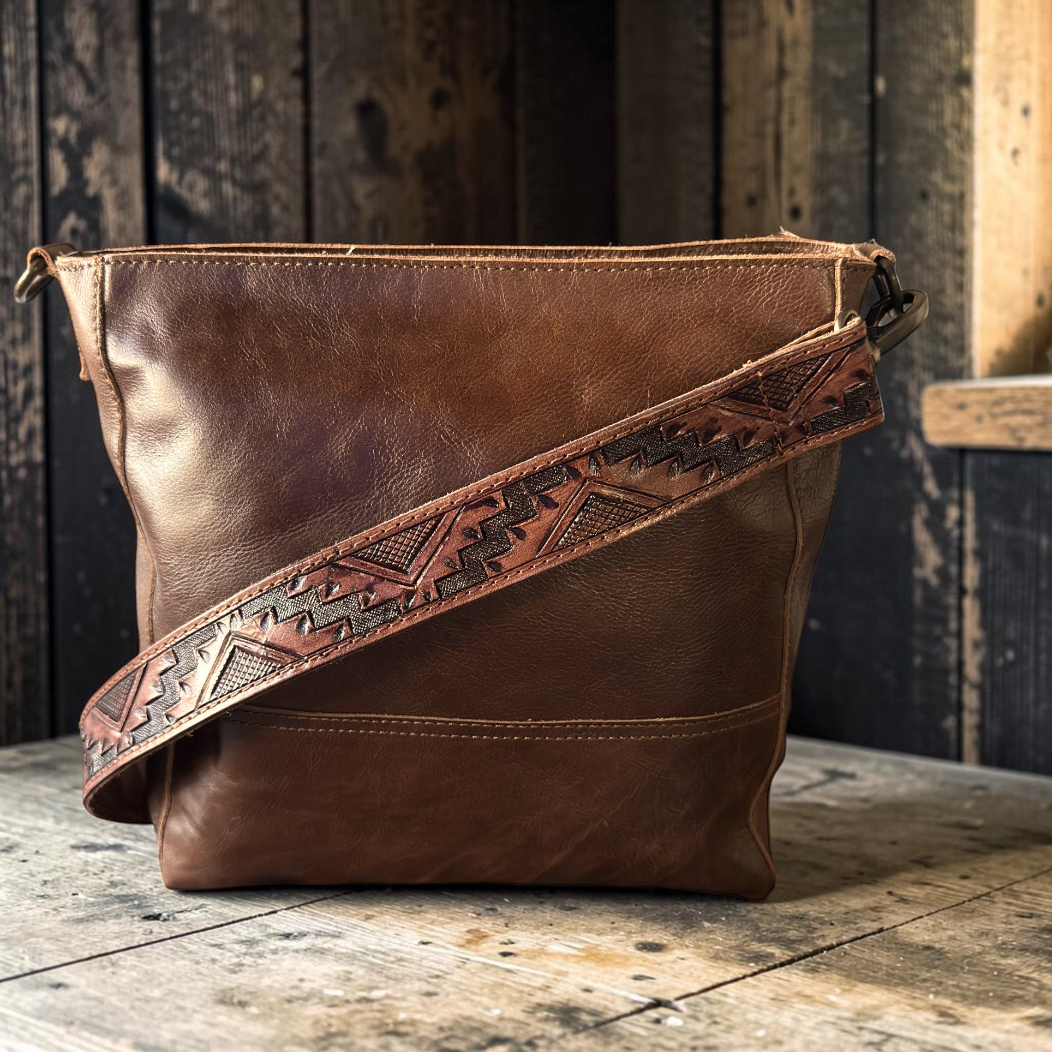 Cassidy Brown Adjustable Tooled Leather Western Bag Strap (34" to 60") - Ranch Junkie LLC 