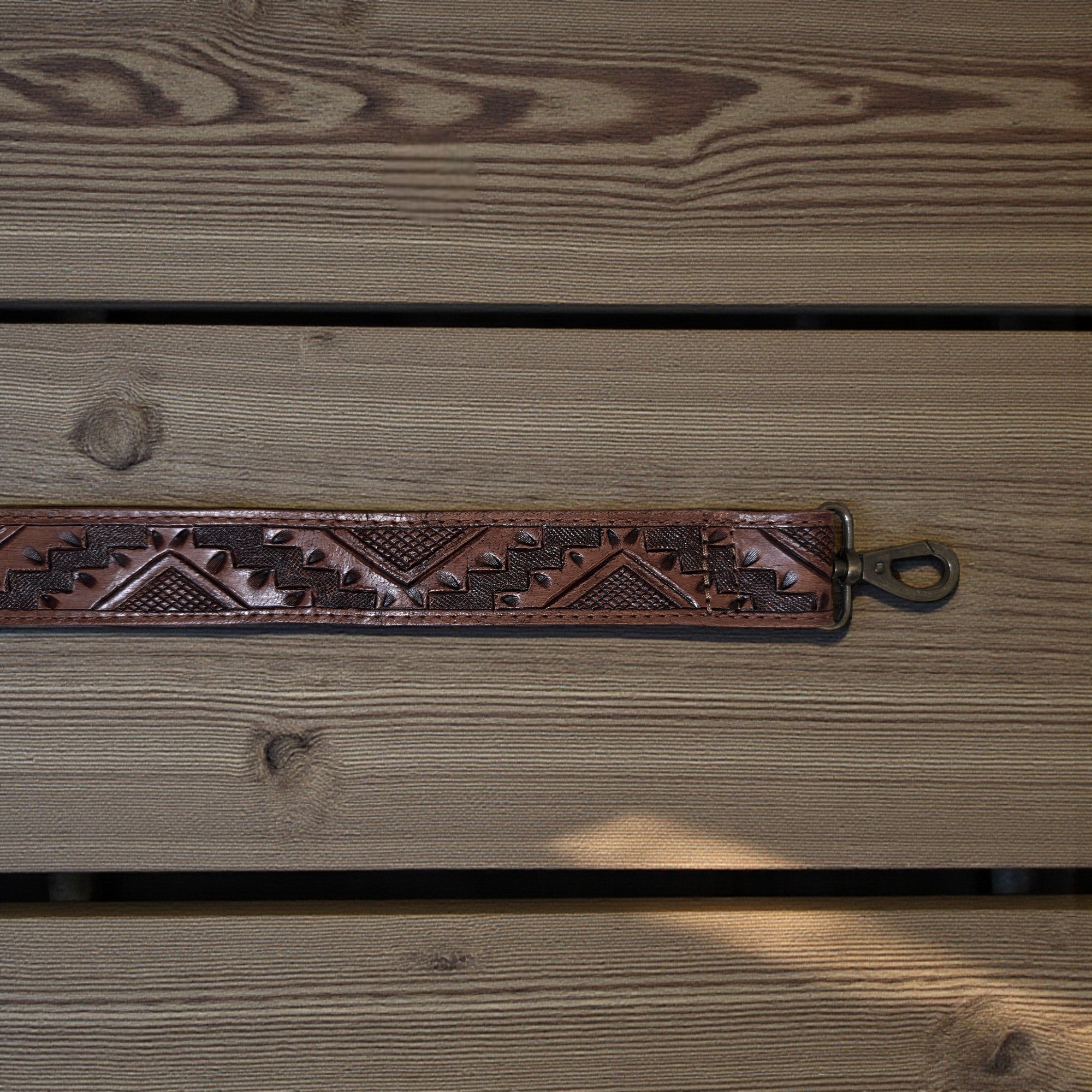 Cassidy Brown Adjustable Tooled Leather Western Bag Strap (34" to 60")