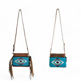 Catalina Handcrafted Saddle Blanket And Vintage Leather Crossbody Purse - Ranch Junkie Mercantile LLC 