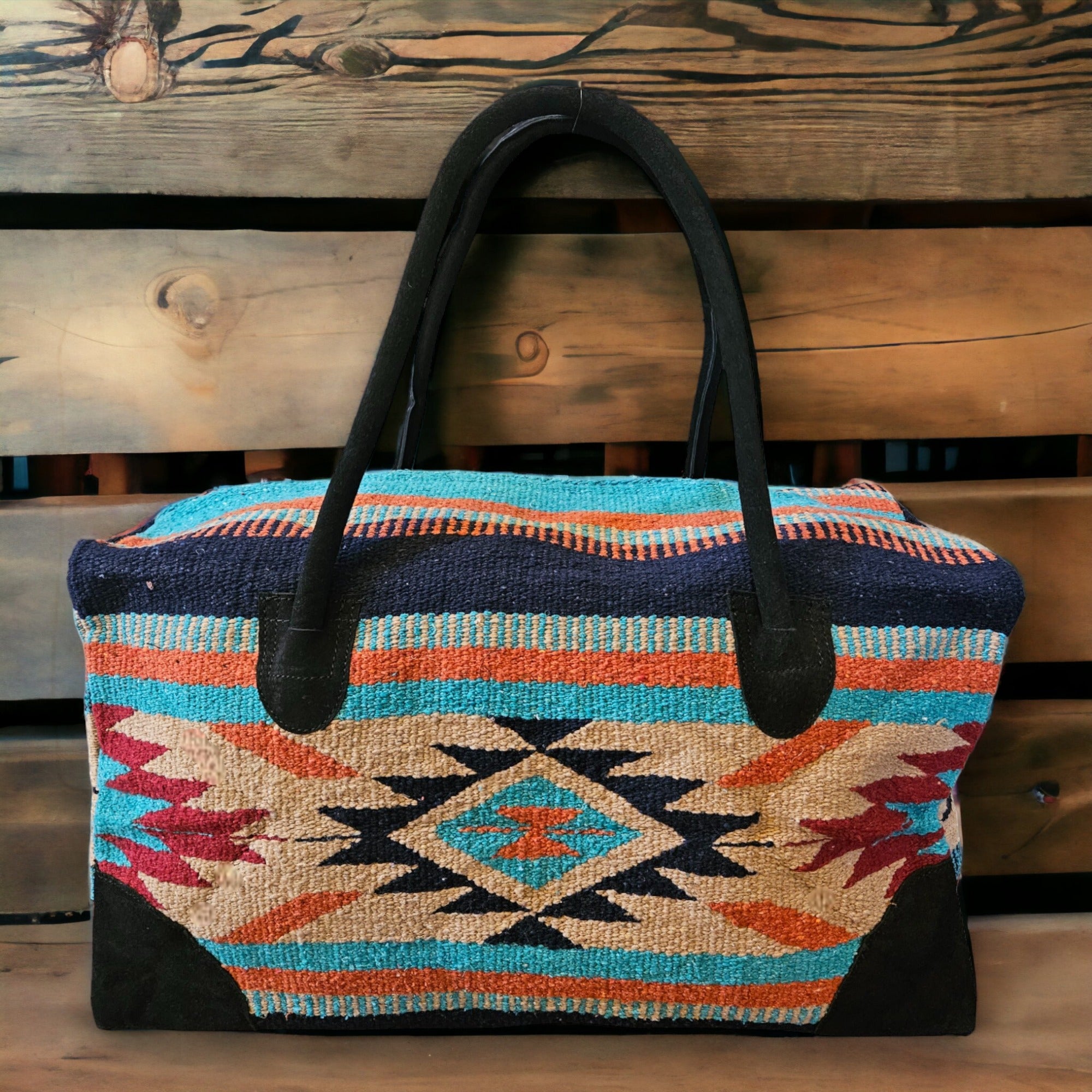 Southwestern Large Weekender Travel Bag Duffle Bag Boho Travel Bag- The Cheyenne Go West Weekender - Ranch Junkie Mercantile LLC 