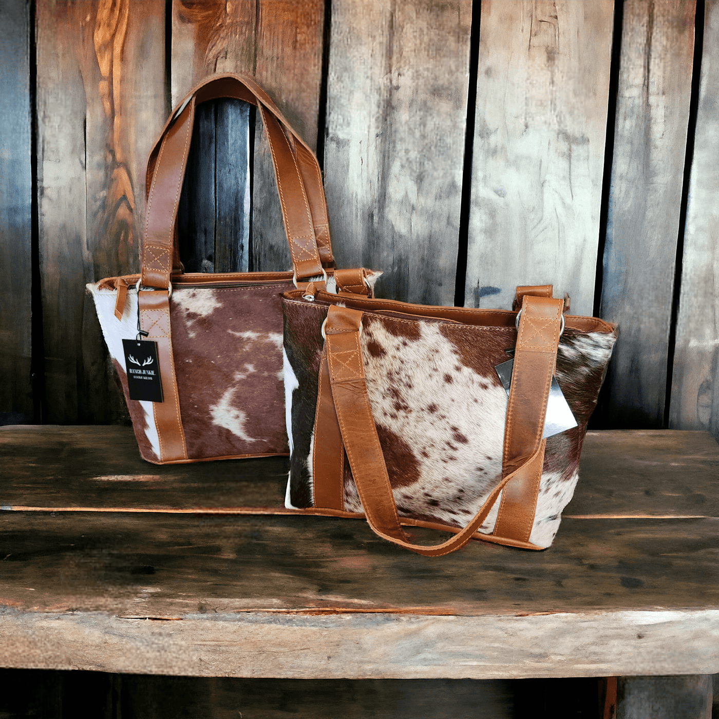 Genuine Cowhide Tote Handbag Highlands Brown Purse Ranch Junkie