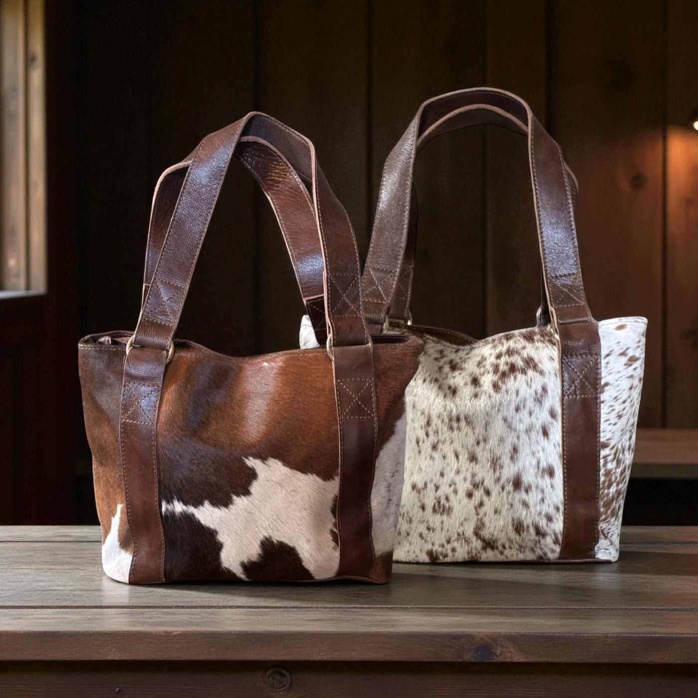 Genuine Cowhide Tote Handbag Highlands Vintage Dark Brown Purse - Ranch Junkie Mercantile LLC 