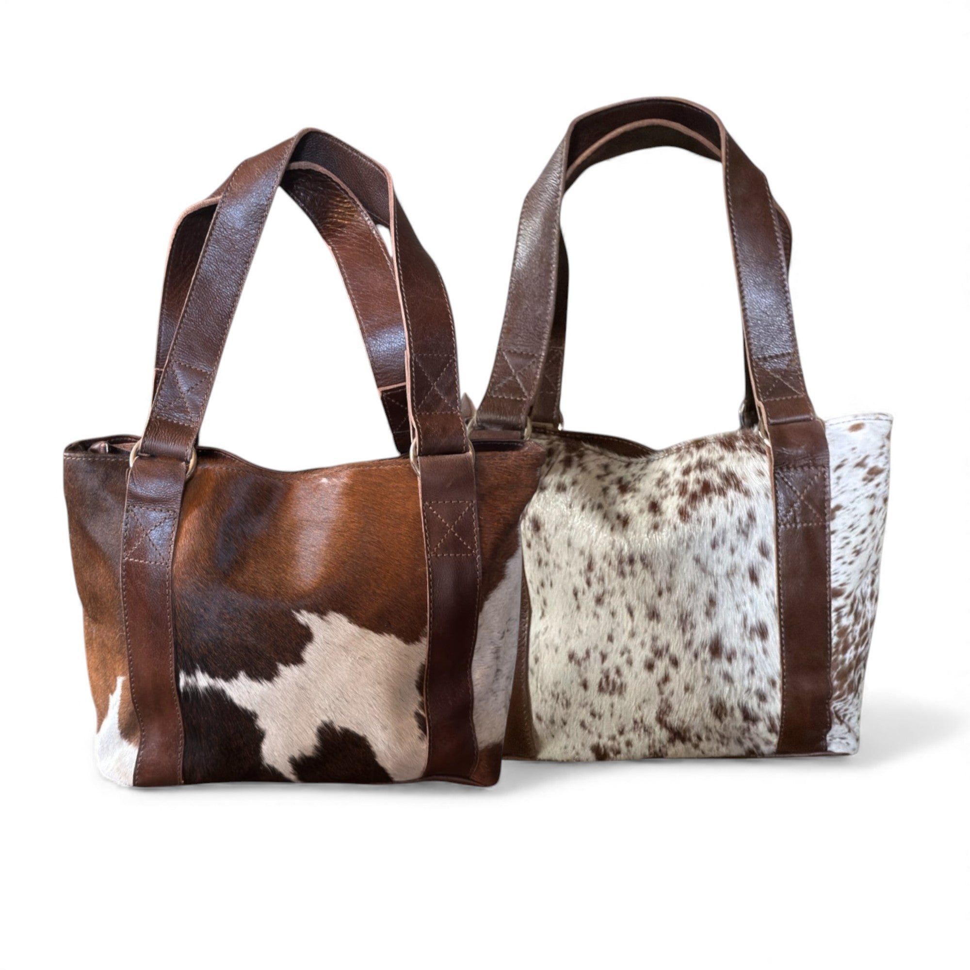 Genuine Cowhide Tote Handbag Highlands Vintage Dark Brown Purse - Ranch Junkie Mercantile LLC 