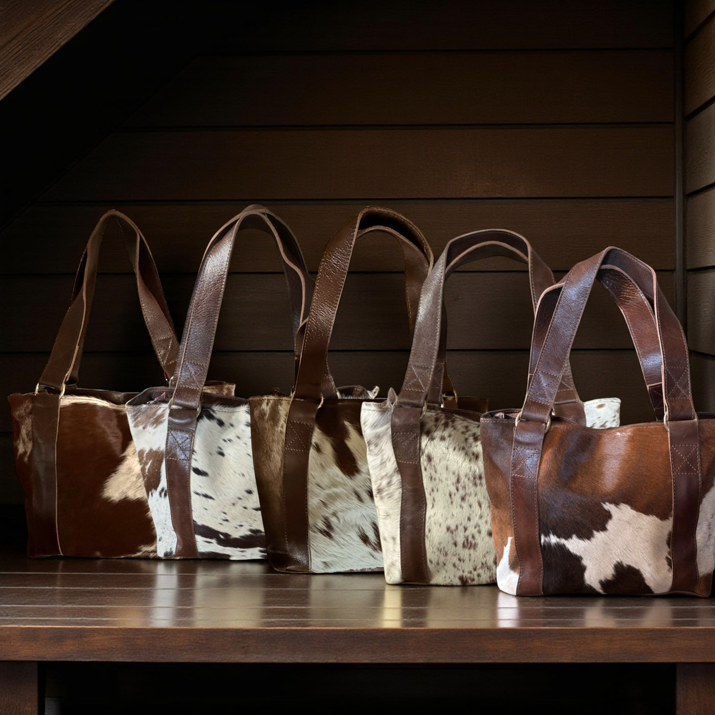 Genuine Cowhide Tote Handbag Highlands Vintage Dark Brown Purse - Ranch Junkie Mercantile LLC 