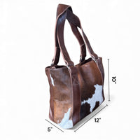Genuine Cowhide Tote Handbag Highlands Vintage Dark Brown Purse - Ranch Junkie Mercantile LLC 