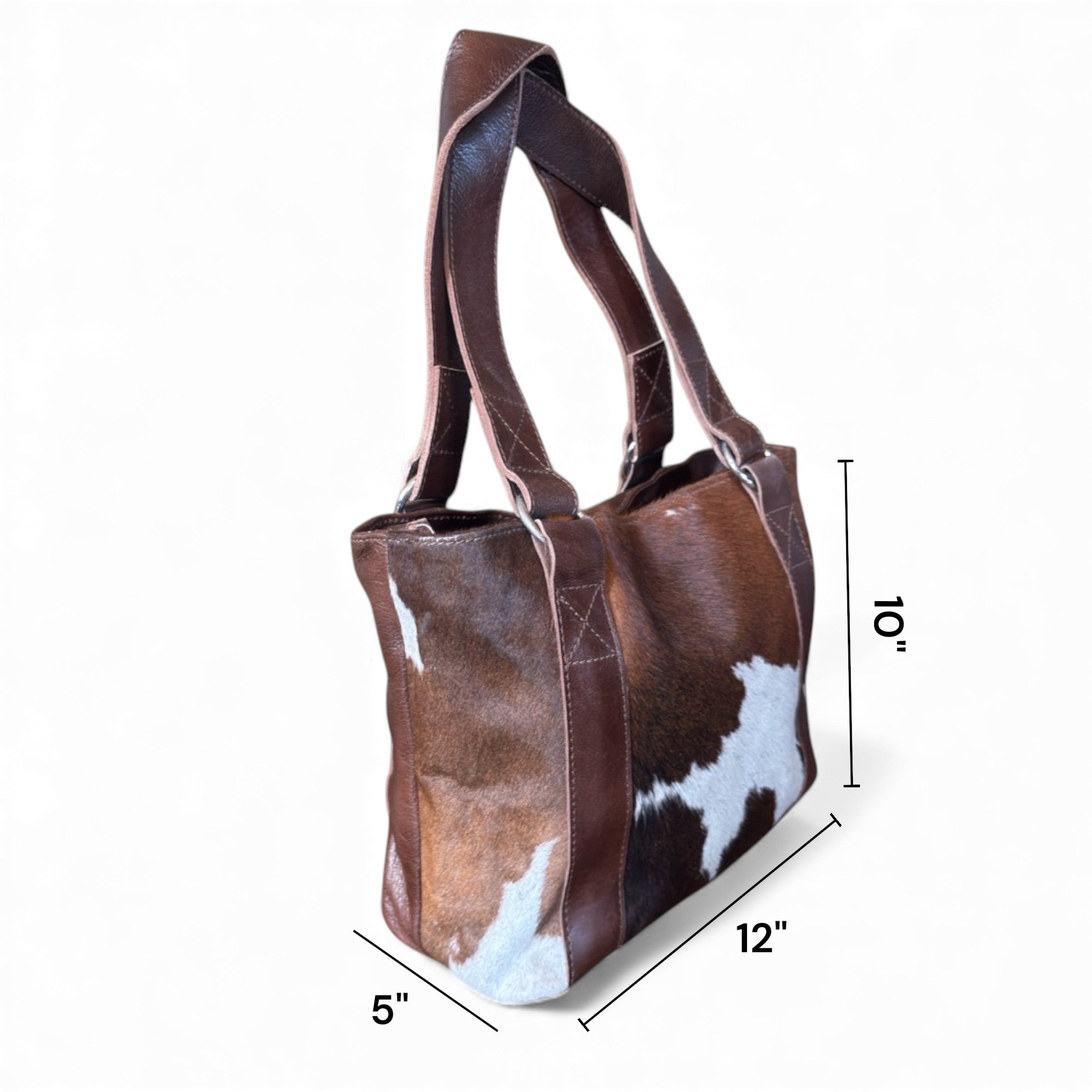 Genuine Cowhide Tote Handbag Highlands Vintage Dark Brown Purse - Ranch Junkie Mercantile LLC 