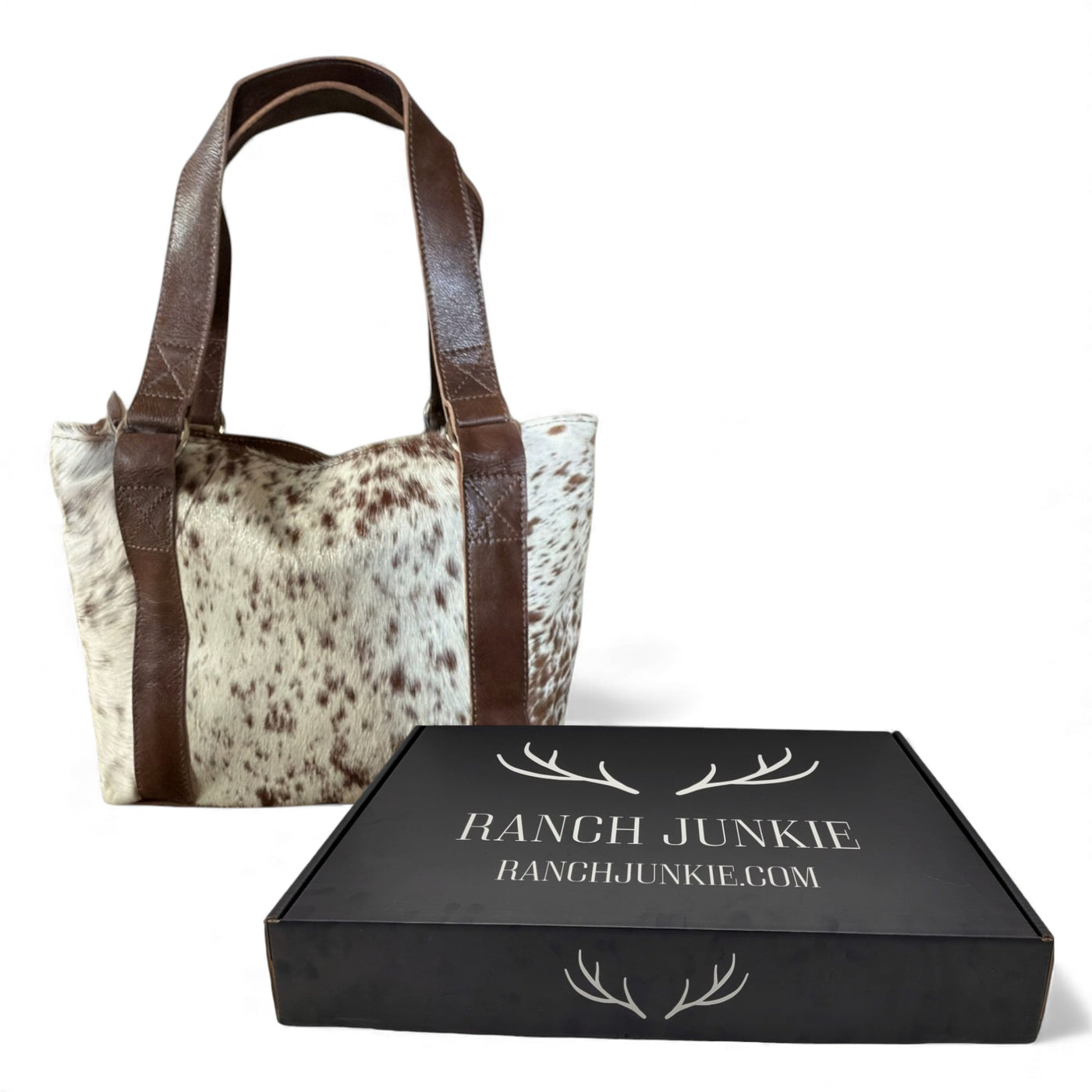 Genuine Cowhide Tote Handbag Highlands Vintage Dark Brown Purse - Ranch Junkie Mercantile LLC 