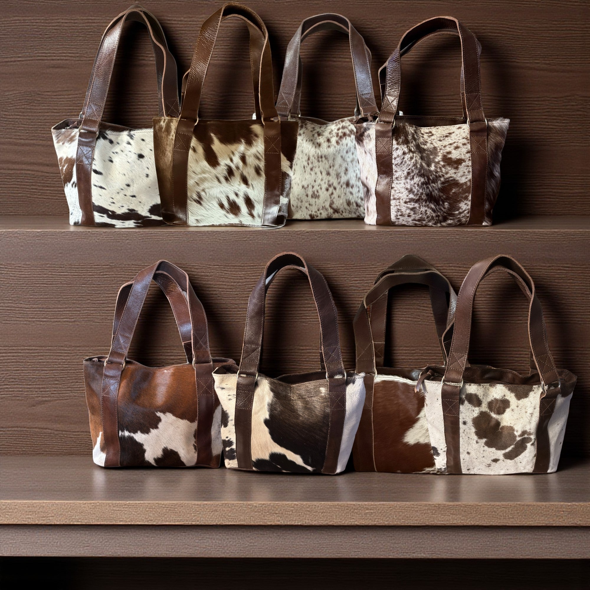 Genuine Cowhide Tote Handbag Highlands Vintage Dark Brown Purse - Ranch Junkie Mercantile LLC 