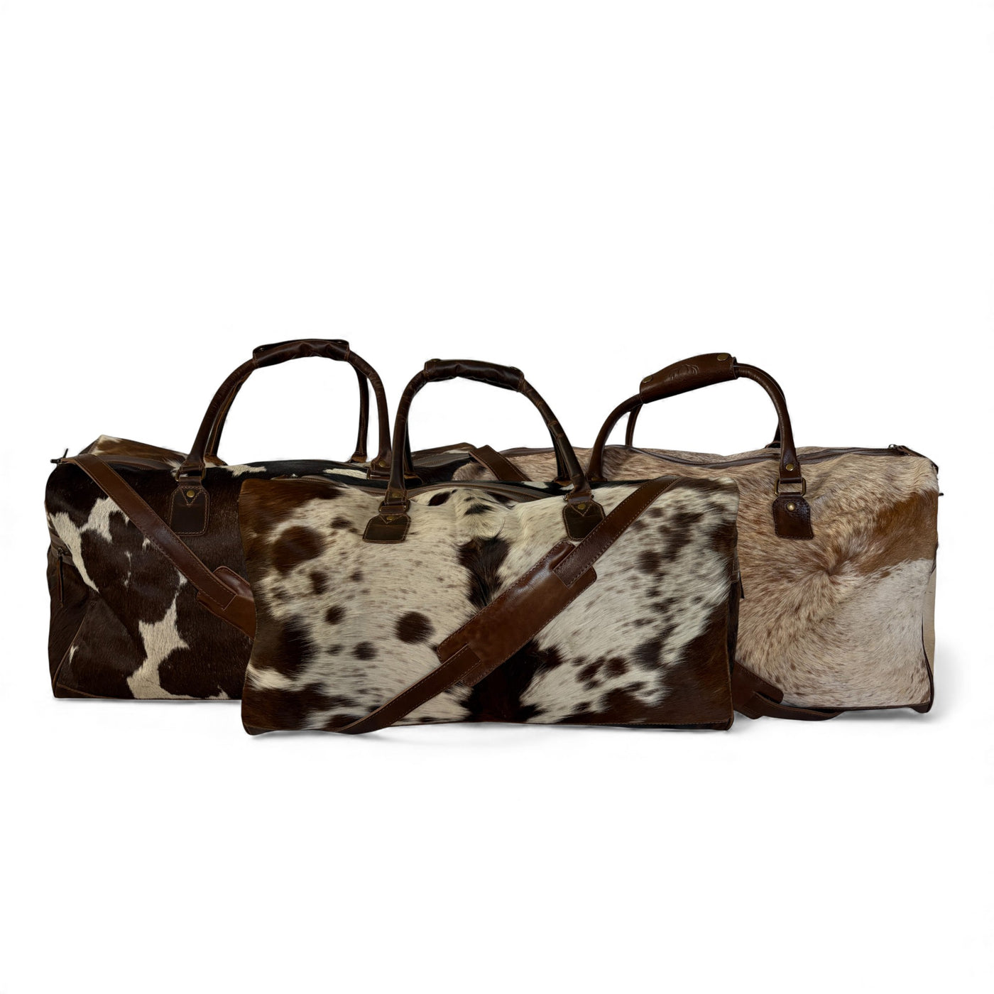 Genuine Cowhide Duffel Bag The Highlands Dark Vintage Brown Large Cowhide Duffel - Ranch Junkie Mercantile LLC 