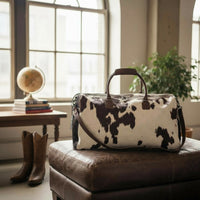 Genuine Cowhide Duffel Bag The Highlands Dark Vintage Brown Large Cowhide Duffel - Ranch Junkie Mercantile LLC 