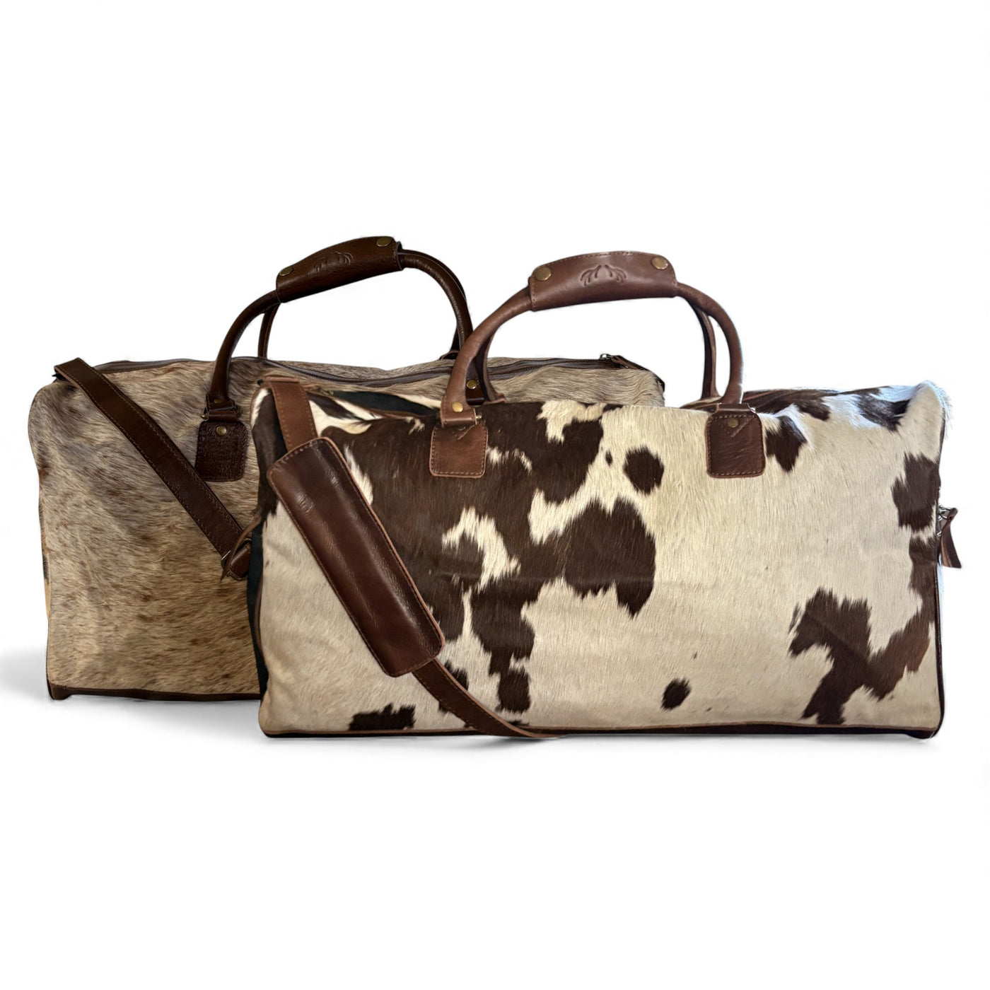 Genuine Cowhide Duffel Bag The Highlands Dark Vintage Brown Large Cowhide Duffel - Ranch Junkie Mercantile LLC 