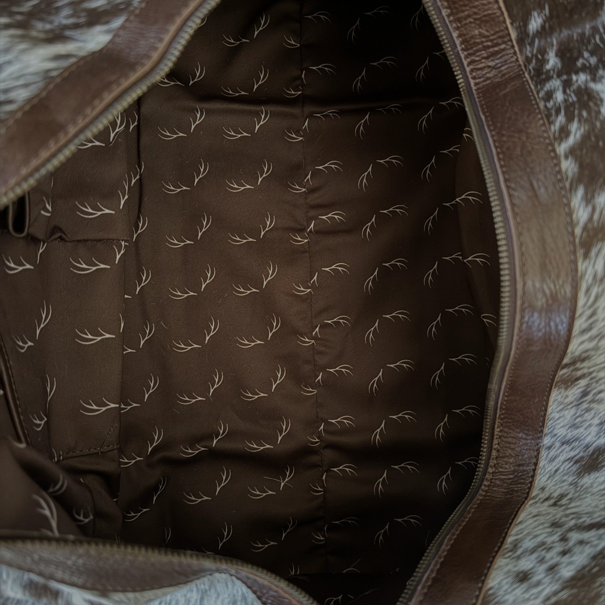 Genuine Cowhide Duffel Bag The Highlands Dark Vintage Brown Large Cowhide Duffel - Ranch Junkie Mercantile LLC 