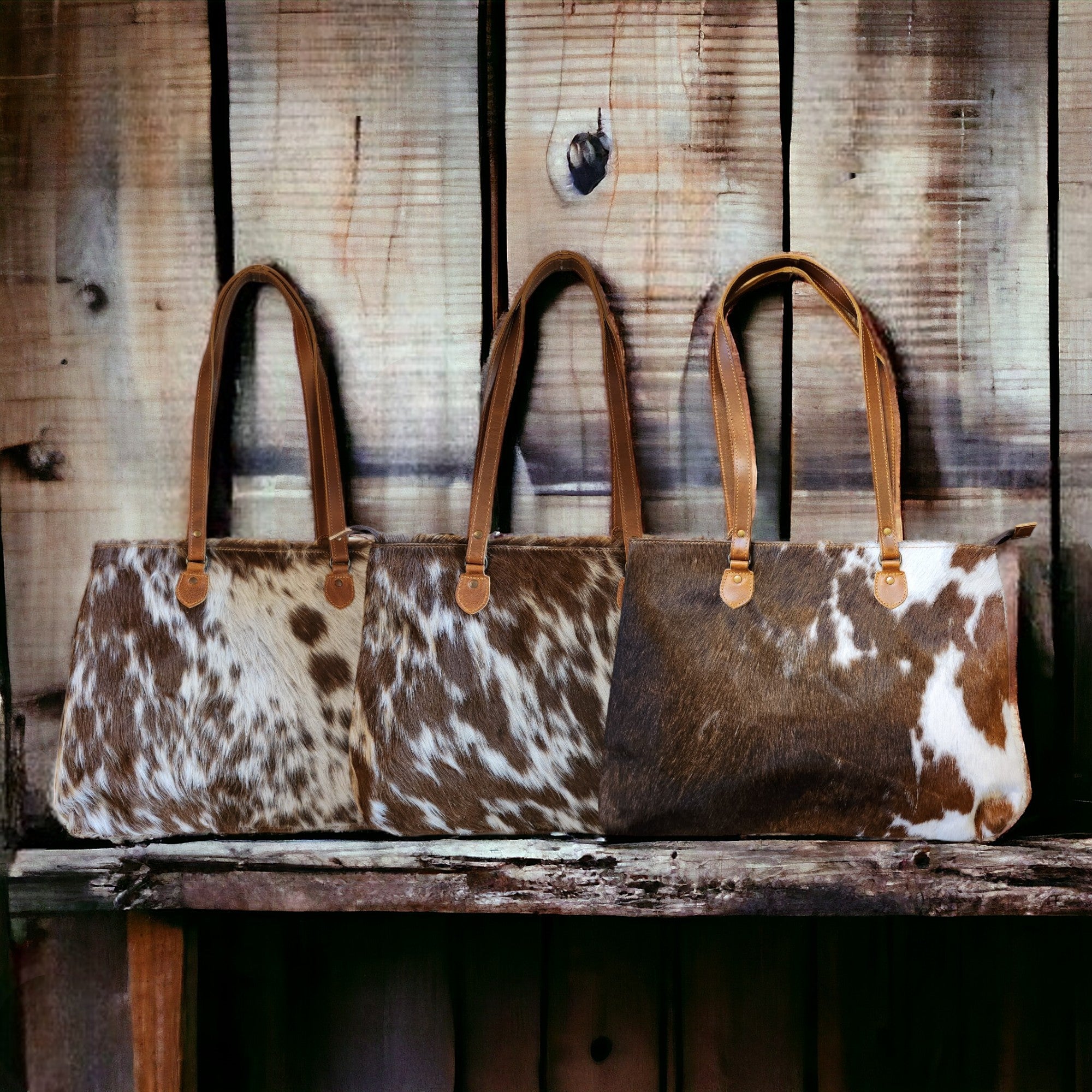 Bundle Deal Highlands Cowhide Large Tote Saddle + Envelope Cowhide Large Wallet Saddle - Ranch Junkie Mercantile LLC 