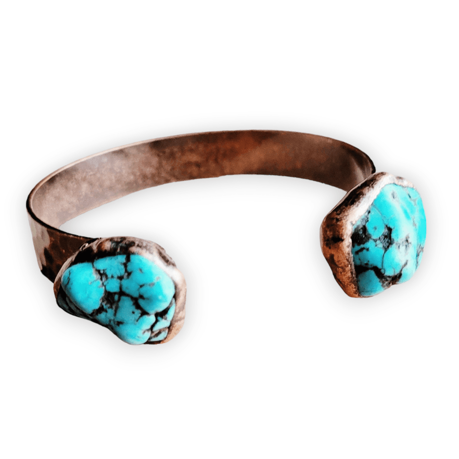 Genuine Natural Turquoise Cuff Bangle Bracelet in Copper - Ranch Junkie Mercantile LLC
