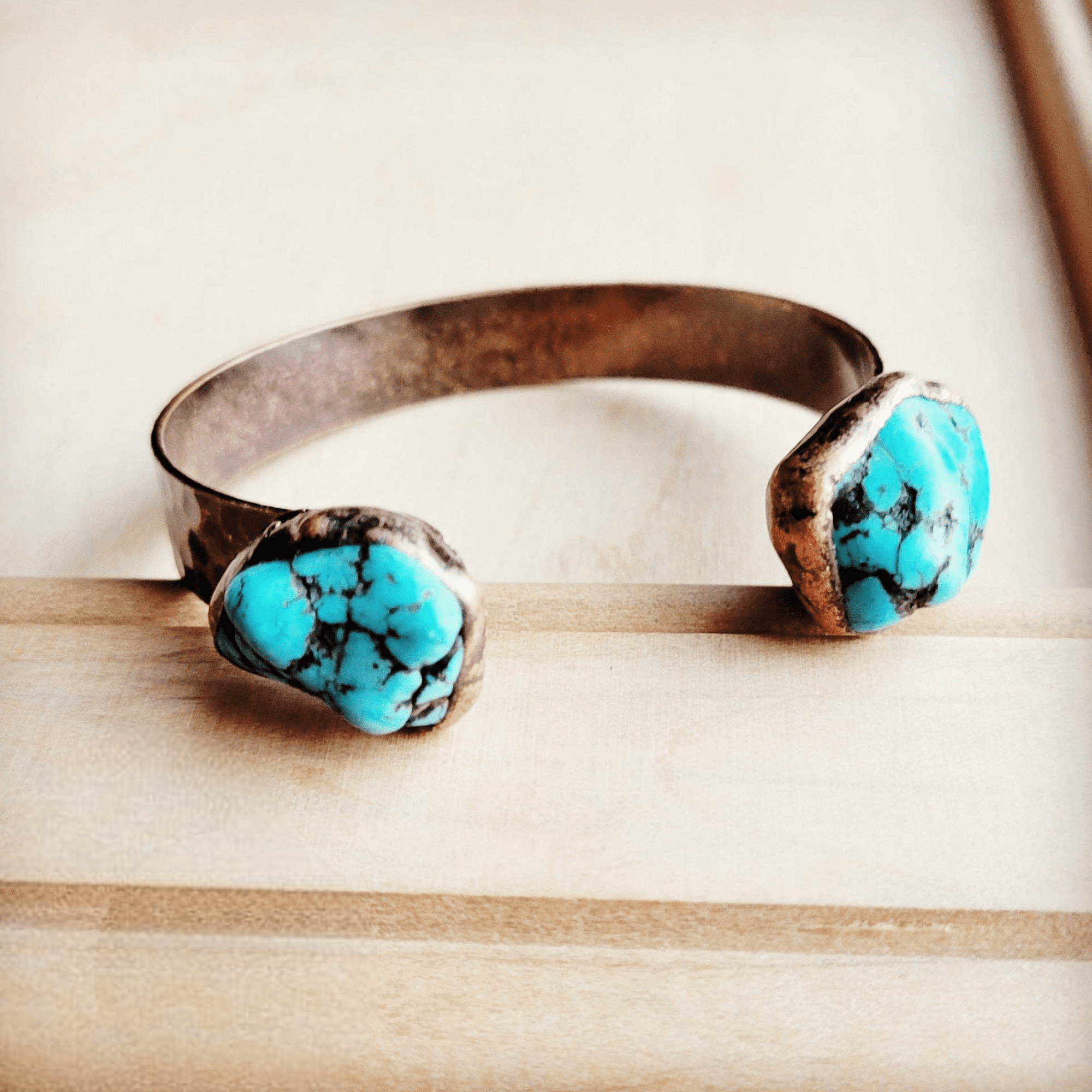 Genuine Natural Turquoise Cuff Bangle Bracelet in Copper - Ranch Junkie Mercantile LLC 