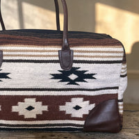 Aztec Large Weekender Southwestern Duffel Bag Coyote Ridge Saddle Blanket Bag 100% Leather Handles