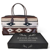 Aztec Large Weekender Southwestern Duffel Bag Coyote Ridge Saddle Blanket Bag 100% Leather Handles