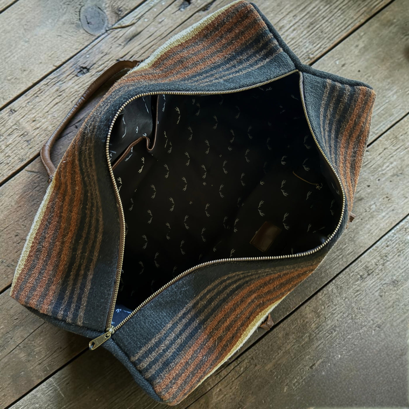 Aztec Large Weekender Southwestern Duffel Bag Coyote Ridge Saddle Blanket Bag 100% Leather Handles