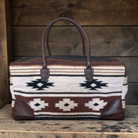 Aztec Large Weekender Southwestern Duffel Bag Coyote Ridge Saddle Blanket Bag 100% Leather Handles