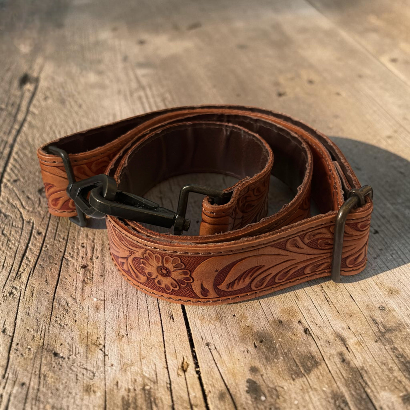 Daisy Adjustable Tooled Leather Western Bag Strap (34" to 60") - Ranch Junkie LLC 