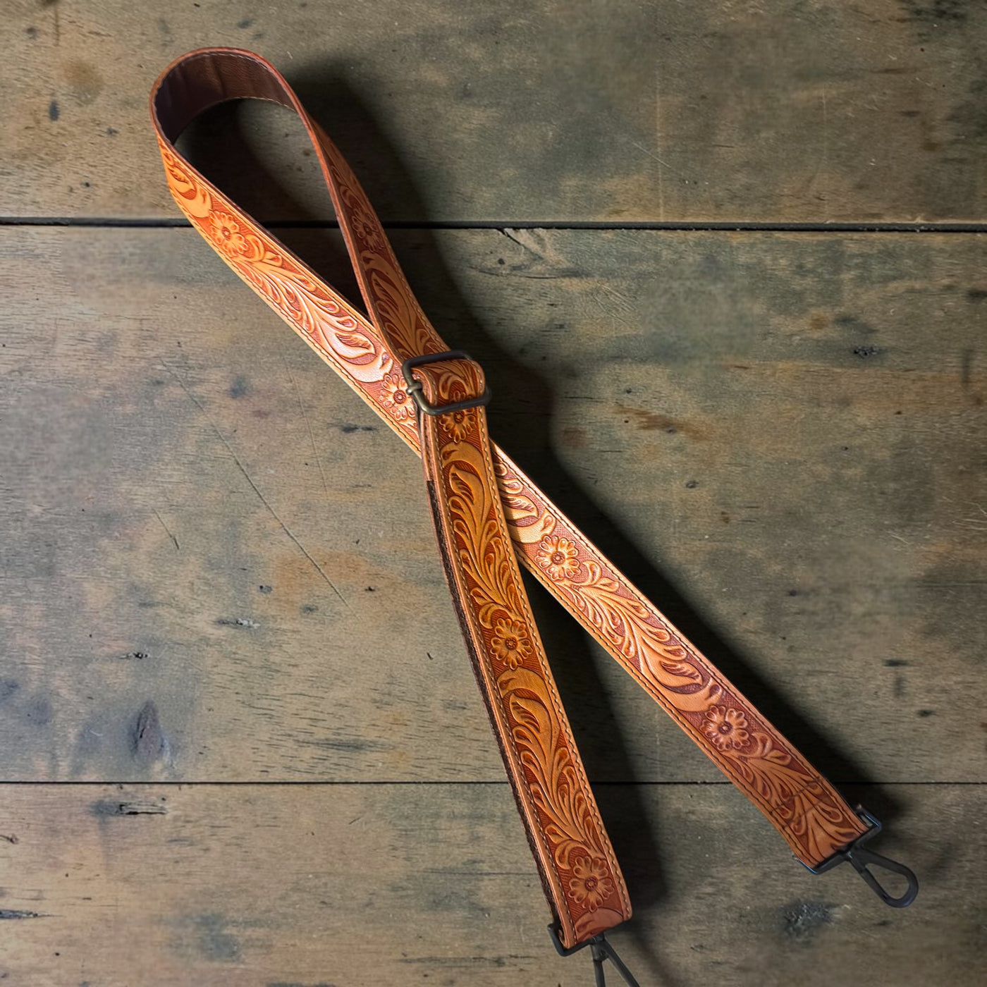 Daisy Adjustable Tooled Leather Western Bag Strap (34" to 60") - Ranch Junkie LLC 