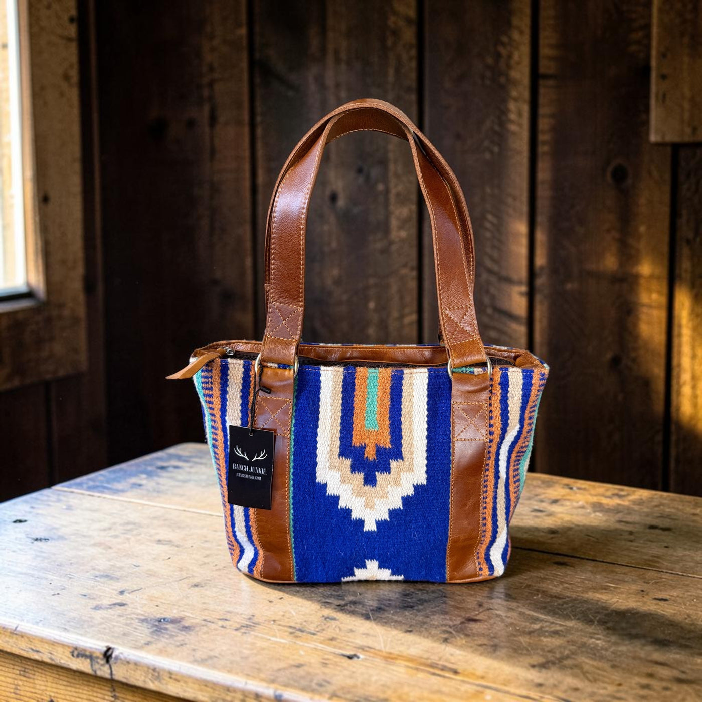 Sample Sale Southwestern Wool Saddle Blanket Tote Bag – Dakota Leather Boho Purse - Ranch Junkie LLC 