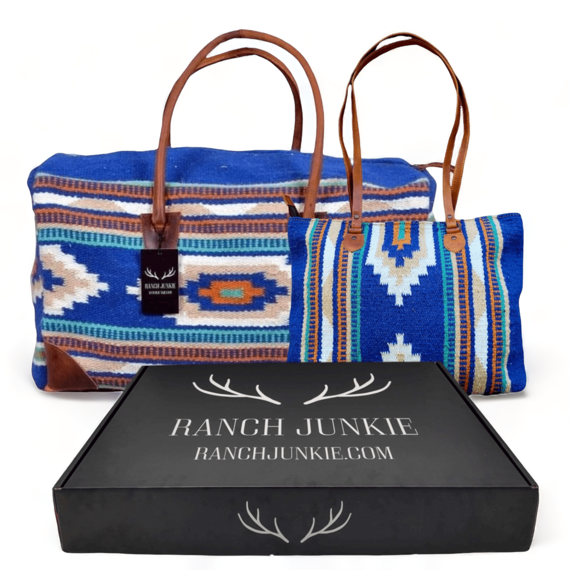 Bundle Deal-Dakota Wool Southwestern Boho Aztec Large Weekender Duffel Bag + Dakota Large Handwoven Wool Boho Tote - Ranch Junkie Mercantile LLC