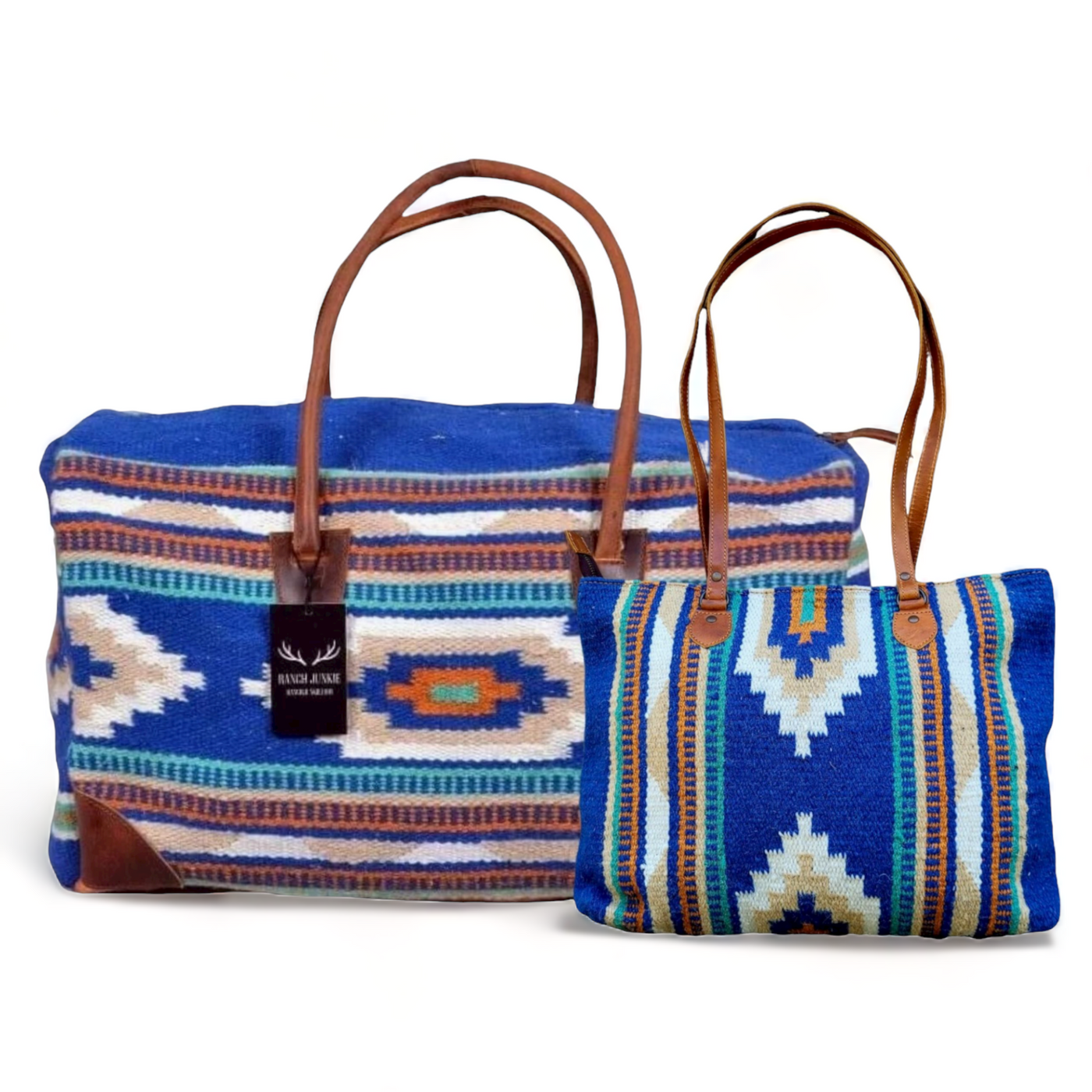 Bundle Deal-Dakota Wool Southwestern Boho Aztec Large Weekender Duffel Bag + Dakota Large Handwoven Wool Boho Tote - Ranch Junkie Mercantile LLC