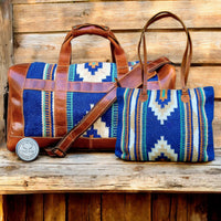 Bundle Deal Dakota Southwestern Leather Aztec Weekender Duffel Bag + Large Boho Tote - Ranch Junkie Mercantile LLC 