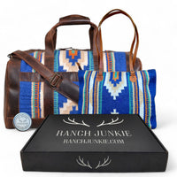 Bundle Deal Dakota Southwestern Leather Aztec Weekender Duffel Bag + Large Boho Tote - Ranch Junkie Mercantile LLC 