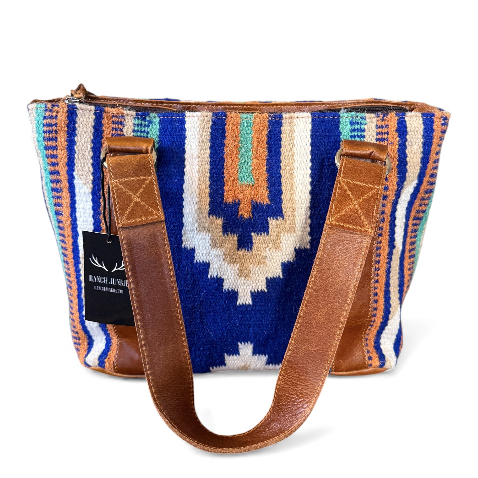 Southwestern Wool Saddle Blanket Tote Bag – Dakota Leather Boho Purse - Ranch Junkie Mercantile LLC 