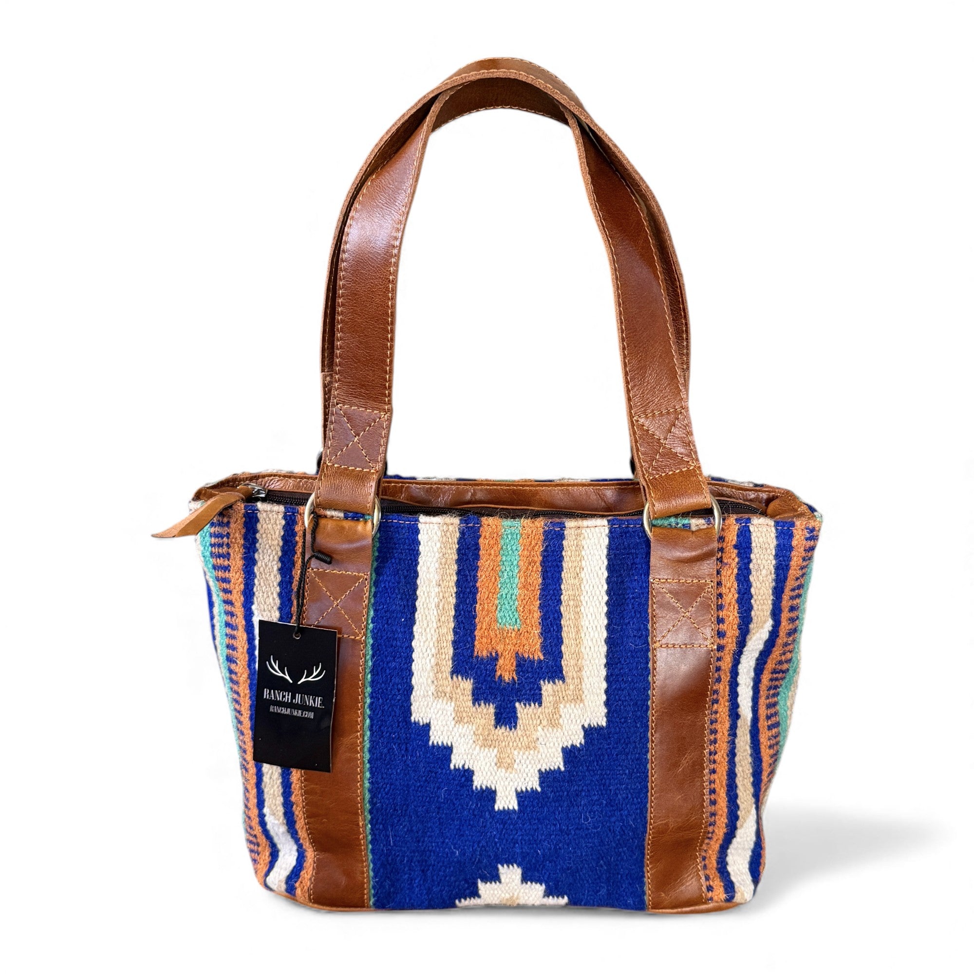 Southwestern Wool Saddle Blanket Tote Bag – Dakota Leather Boho Purse - Ranch Junkie Mercantile LLC 