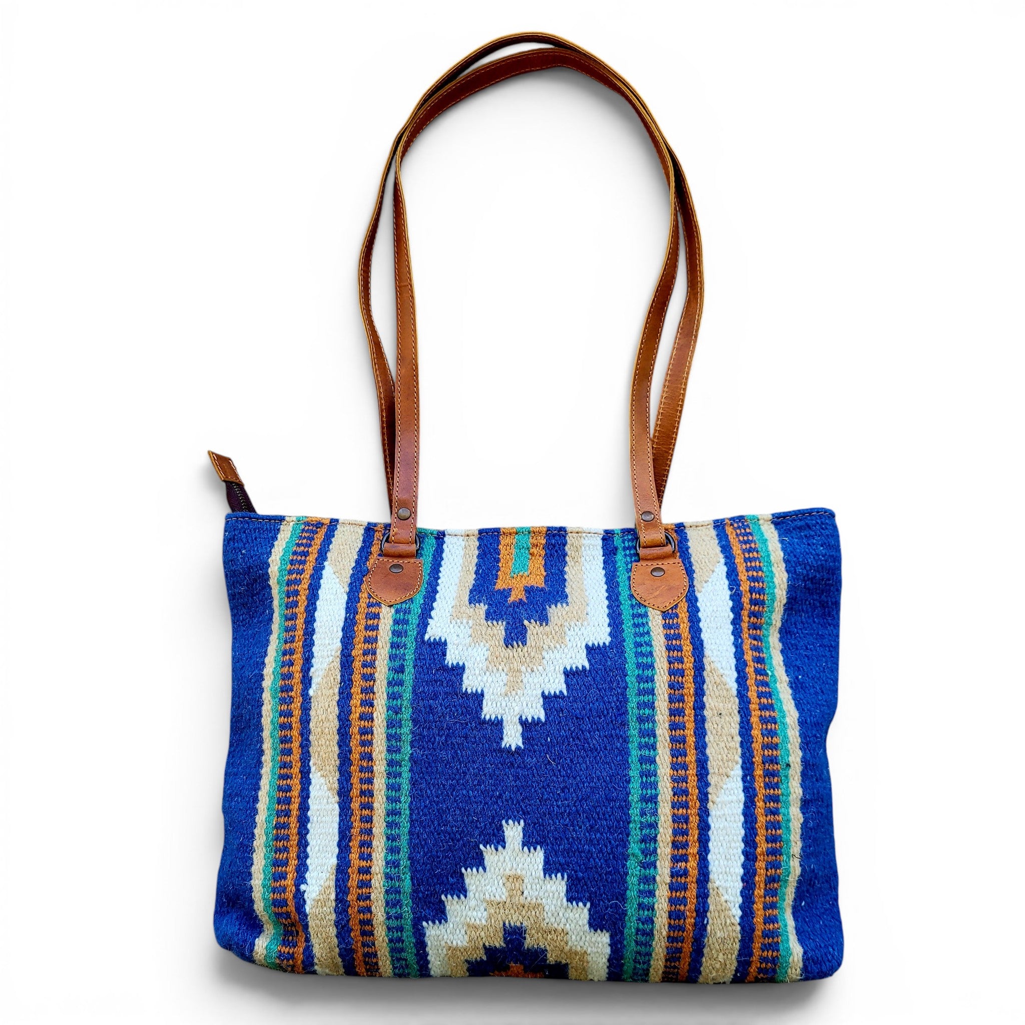 Sample Sale Southwestern Handwoven Wool Boho Tote Dakota Saddle Blanket Bag - Ranch Junkie LLC 