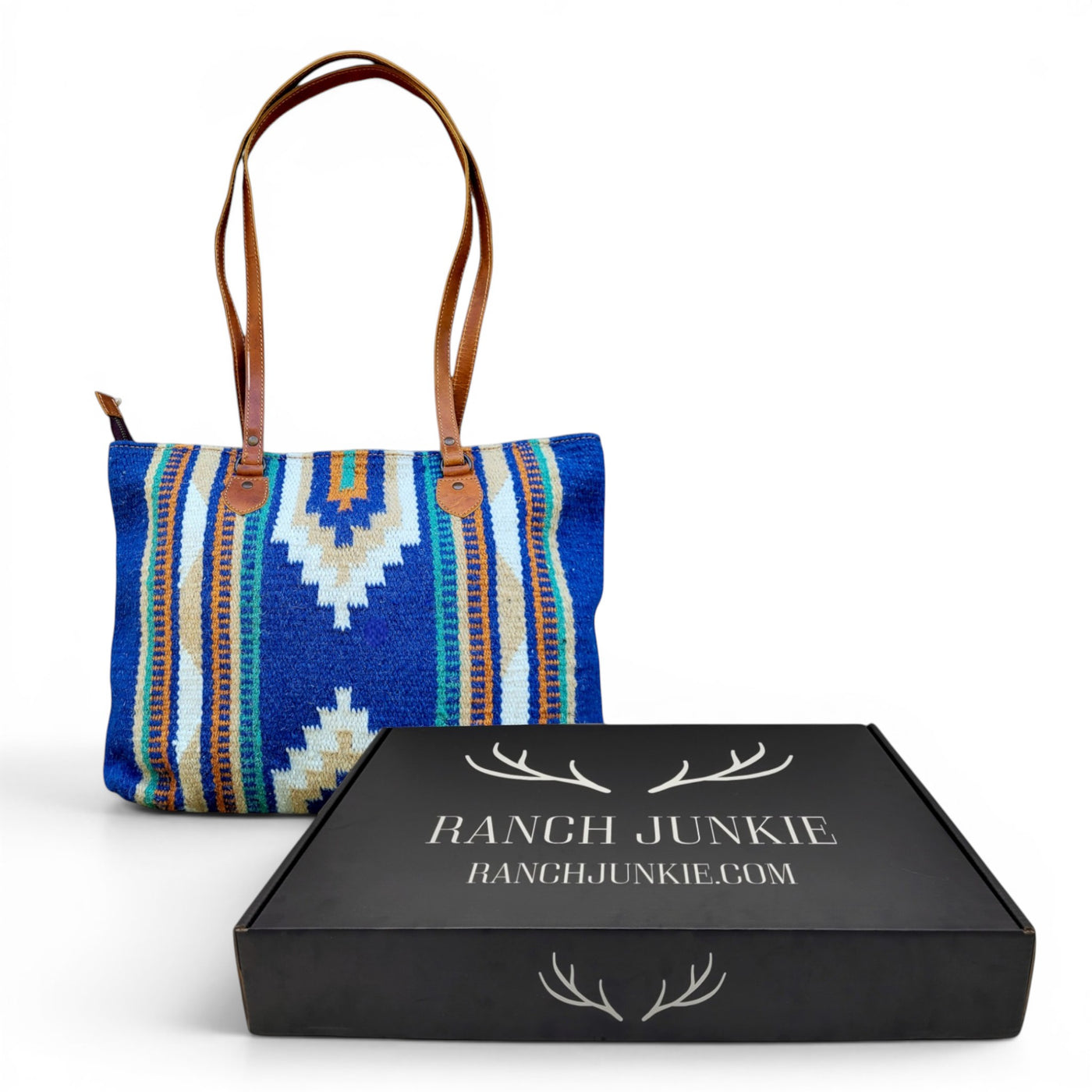 Sample Sale Southwestern Handwoven Wool Boho Tote Dakota Saddle Blanket Bag - Ranch Junkie LLC 