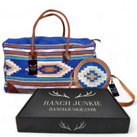 Bundle Deal Dakota Boho Aztec Saddle Blanket Large Weekender Southwestern Duffel Bag + Dakota Canteen Crossbody - Ranch Junkie Mercantile LLC 
