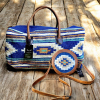 Bundle Deal Dakota Boho Aztec Saddle Blanket Large Weekender Southwestern Duffel Bag + Dakota Canteen Crossbody - Ranch Junkie Mercantile LLC 