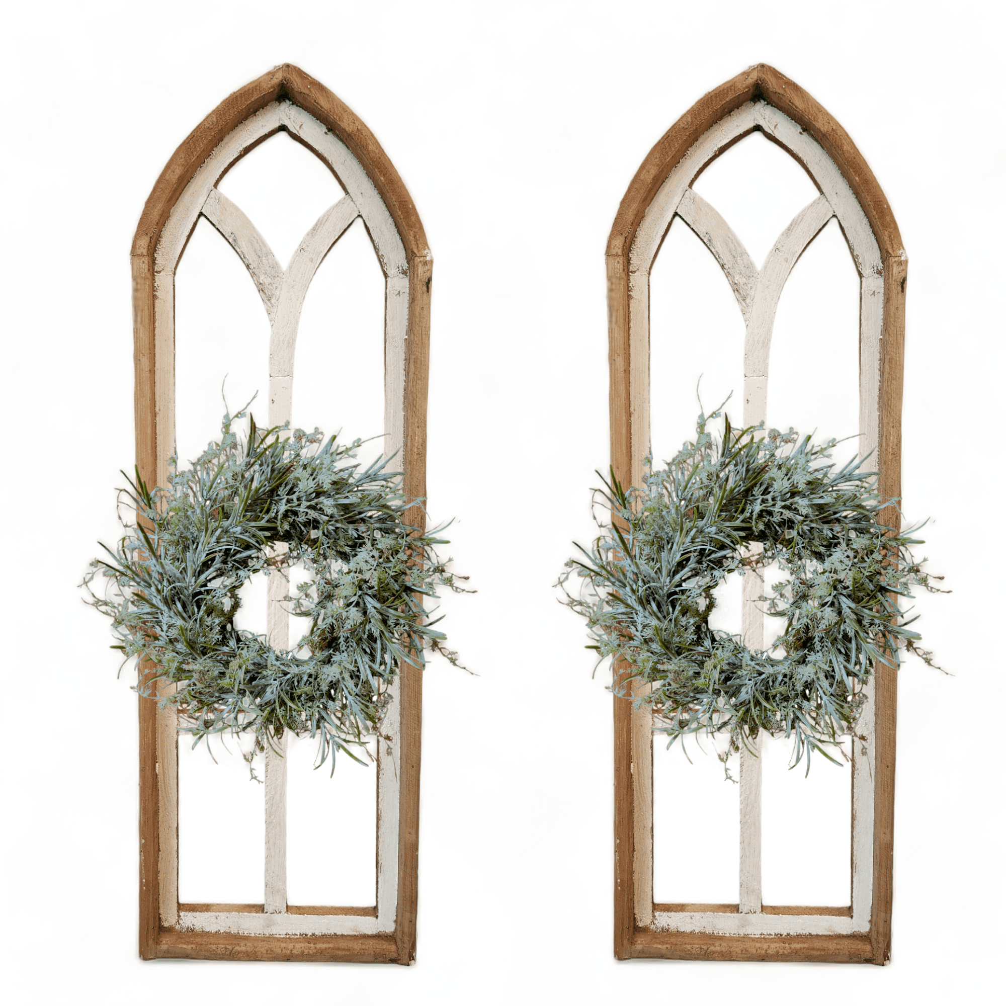 36" X 12" Farmhouse Wooden Wall Window Arches -Rustic Cathedral Wood Window- Dandelion - Ranch Junkie Mercantile LLC