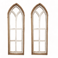 36" X 12" Farmhouse Wooden Wall Window Arches -Rustic Cathedral Wood Window- Dandelion - Ranch Junkie Mercantile LLC
