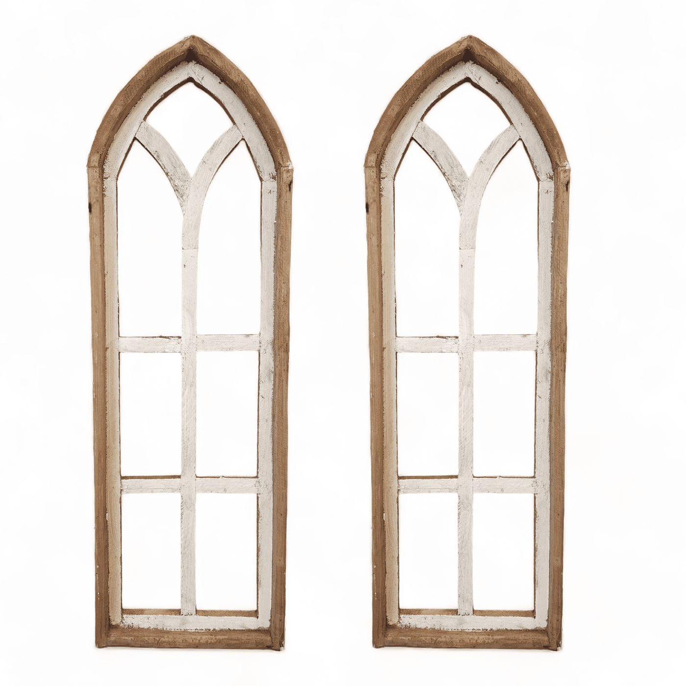 36" X 12" Farmhouse Wooden Wall Window Arches -Rustic Cathedral Wood Window- Dandelion - Ranch Junkie Mercantile LLC