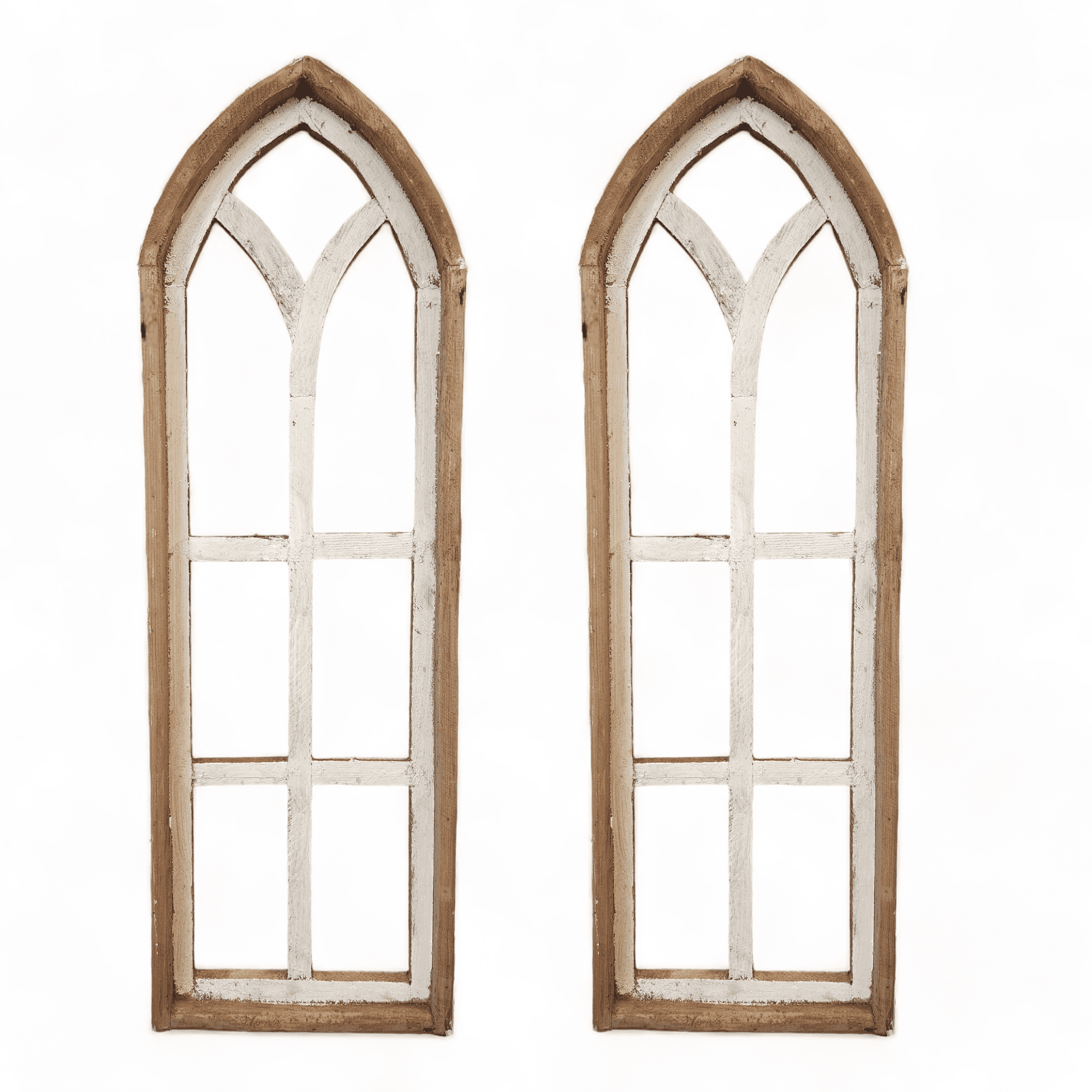 36" X 12" Farmhouse Wooden Wall Window Arches -Rustic Cathedral Wood Window- Dandelion - Ranch Junkie Mercantile LLC