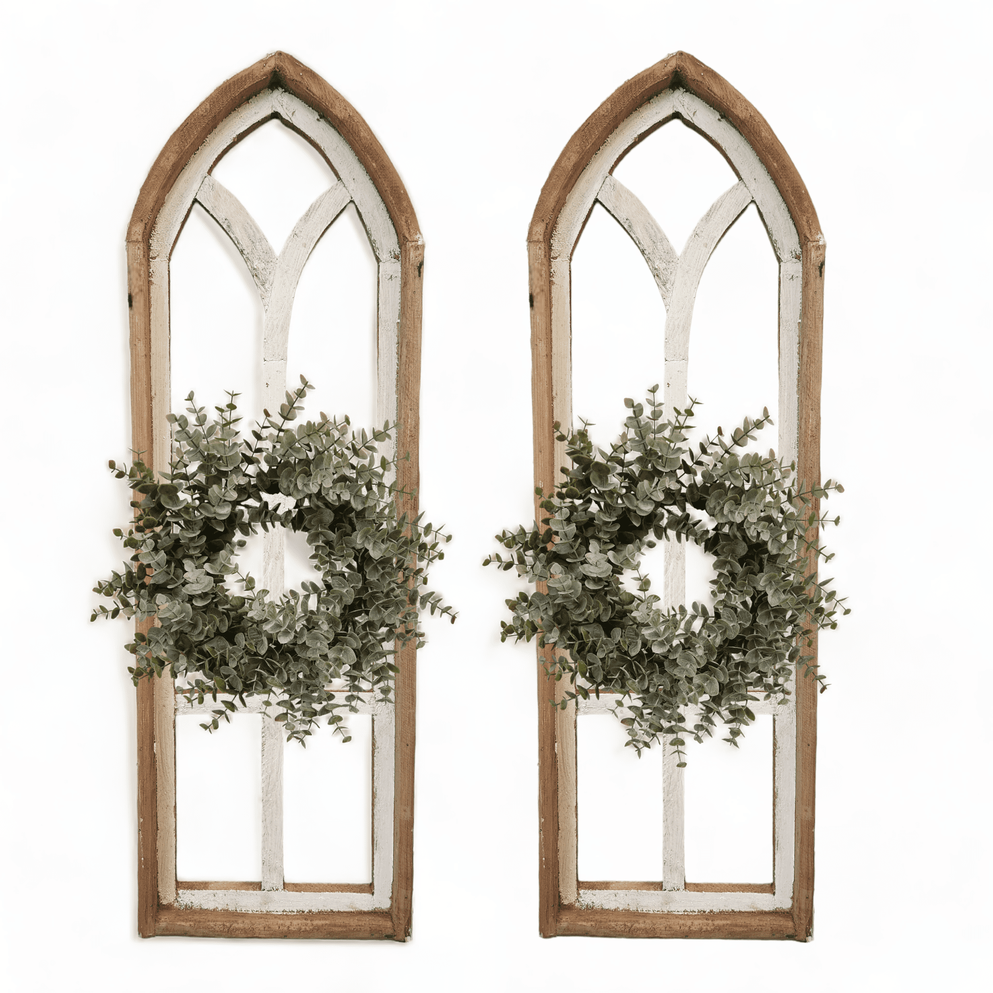 36" X 12" Farmhouse Wooden Wall Window Arches -Rustic Cathedral Wood Window- Dandelion - Ranch Junkie Mercantile LLC