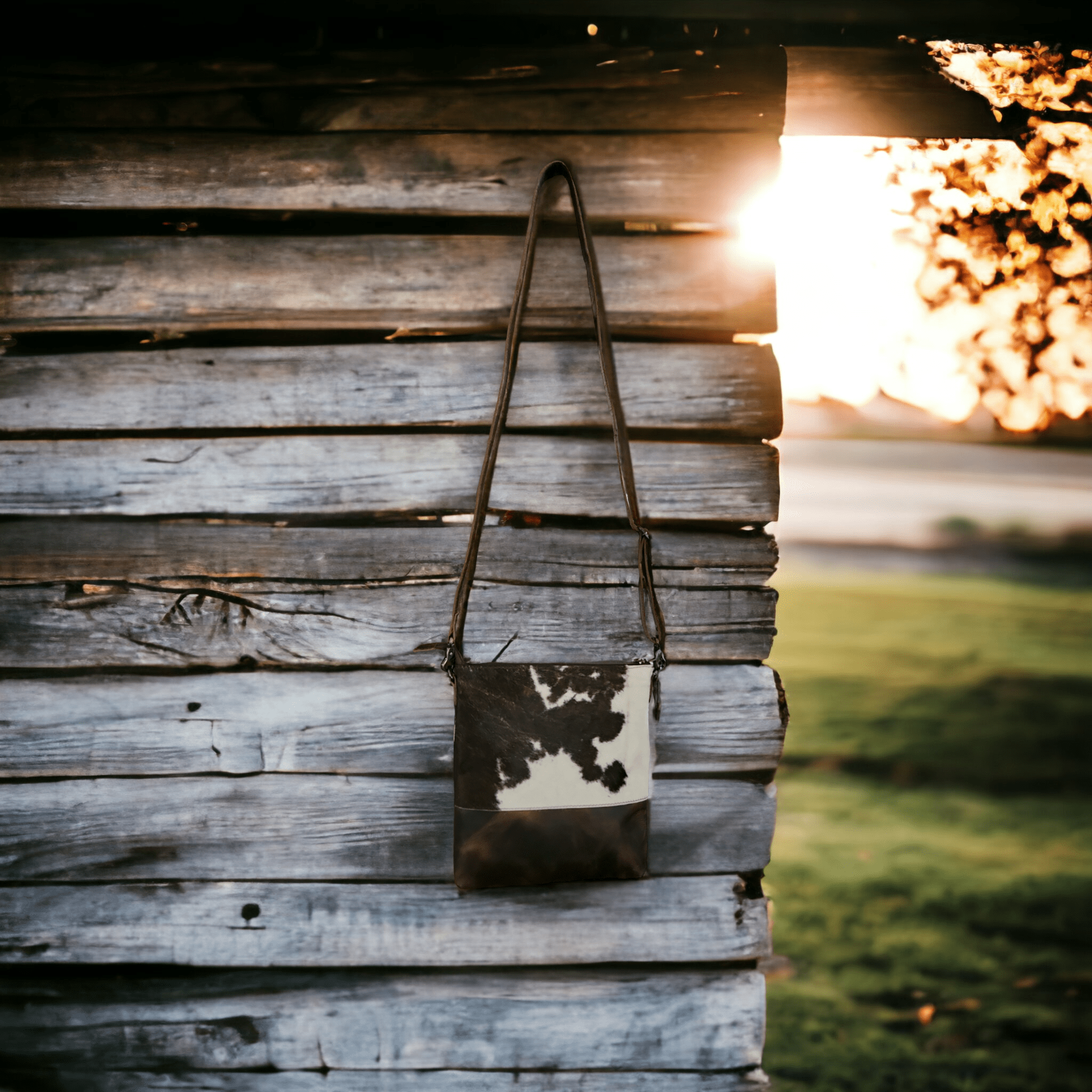 Bundle Deal -The Highlands Cowhide Crossbody Purse + Cowhide Credit Card Wallet - Ranch Junkie Mercantile LLC