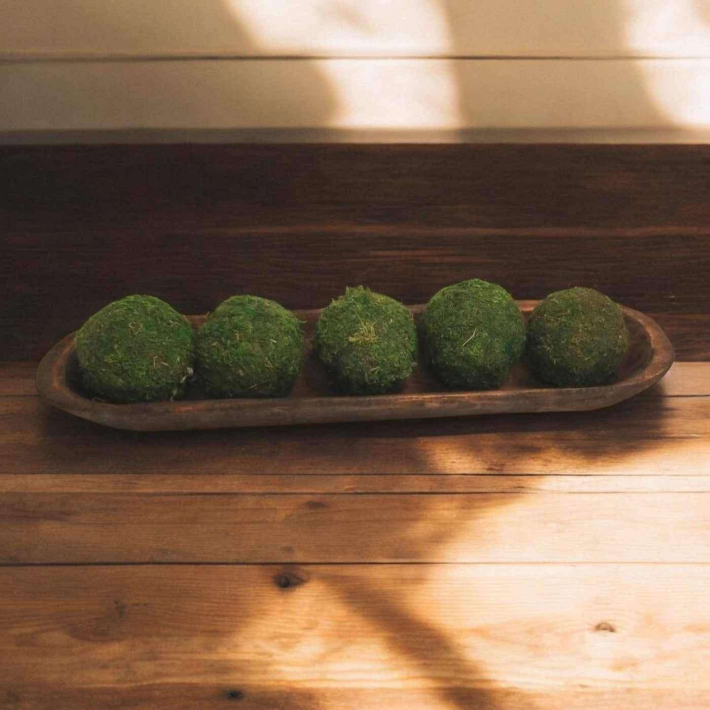 18"-21.5" Baguette Dough Bowl Three Colors,  The New Dawn Decorative Wood Bowl, Table Center Piece, Wood Bowl + Moss Balls - Ranch Junkie Mercantile LLC 