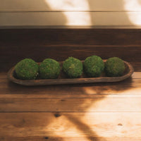 18"-21.5" Baguette Dough Bowl Three Colors,  The New Dawn Decorative Wood Bowl, Table Center Piece, Wood Bowl + Moss Balls - Ranch Junkie Mercantile LLC 