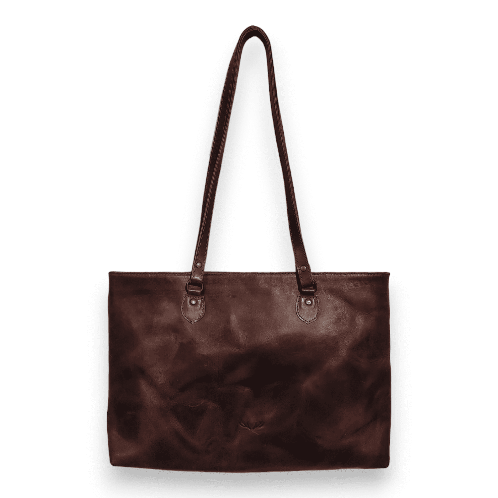 Denali Dark Vintage Brown Genuine Leather Large Tote Bag - Ranch Junkie Mercantile LLC 